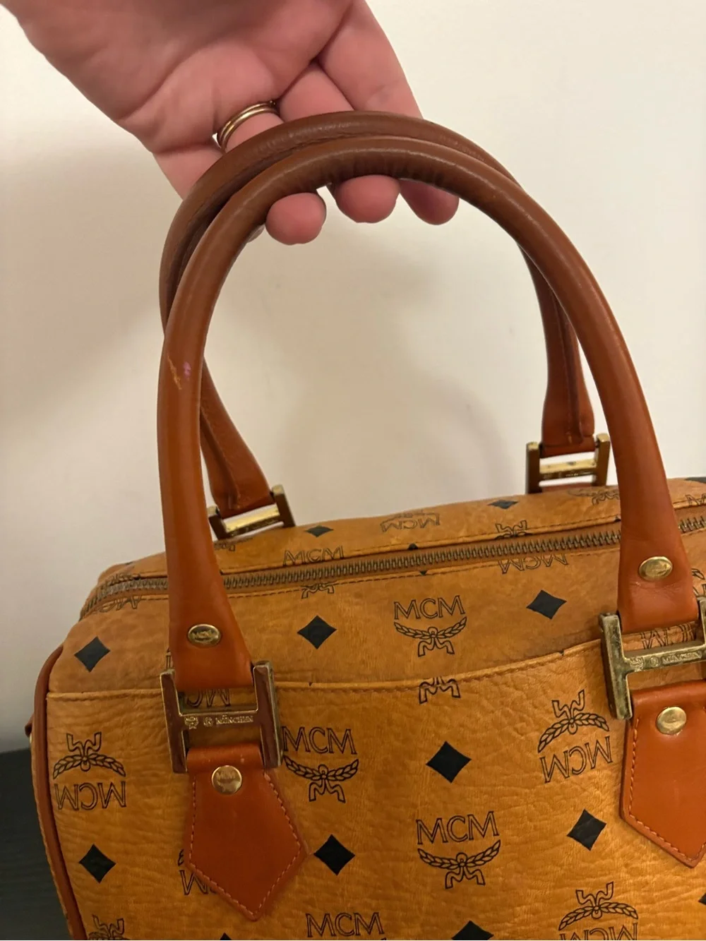 MCM Boston Bag / Top-Handle Boston Satchel in Cognac with COA